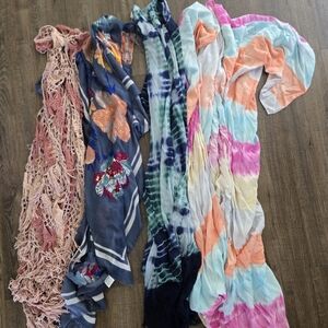 Set Of 4 Beach Cover Ups Open Front Kimonos- Would Fit M-L